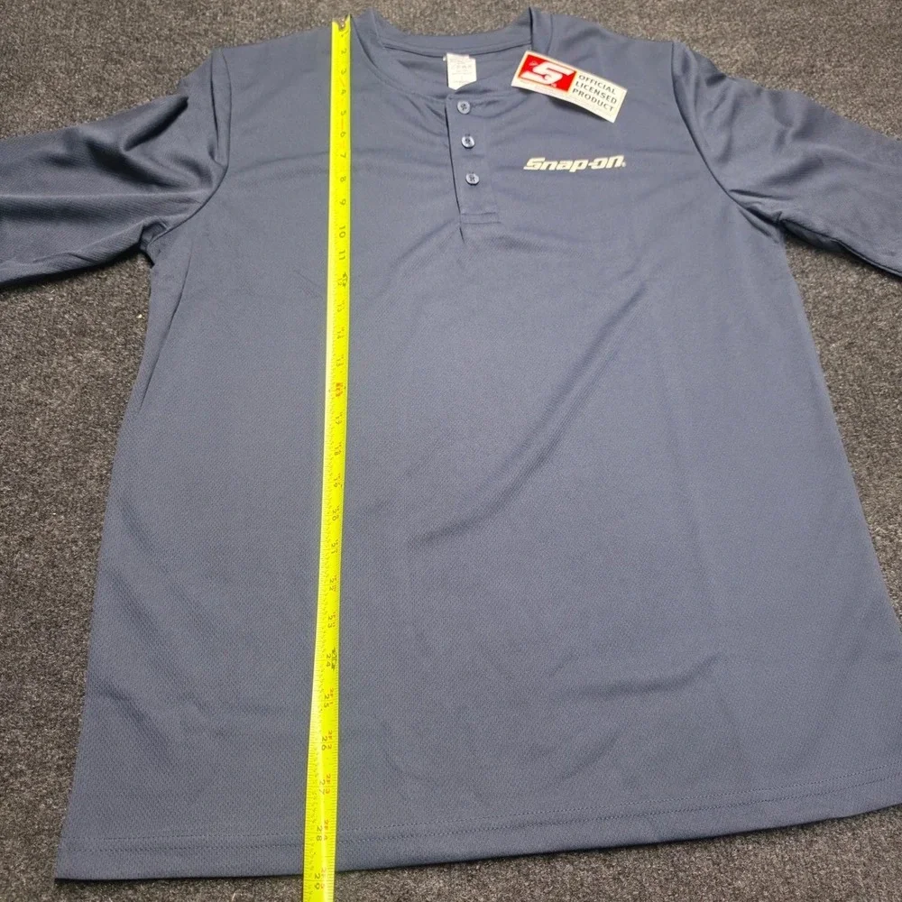 Snap-on Tools Mens Gray Long Sleeve Performance Henley Shirt Large NWT